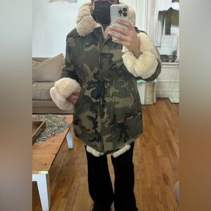 Camouflage Fur Lined Hooded Parka